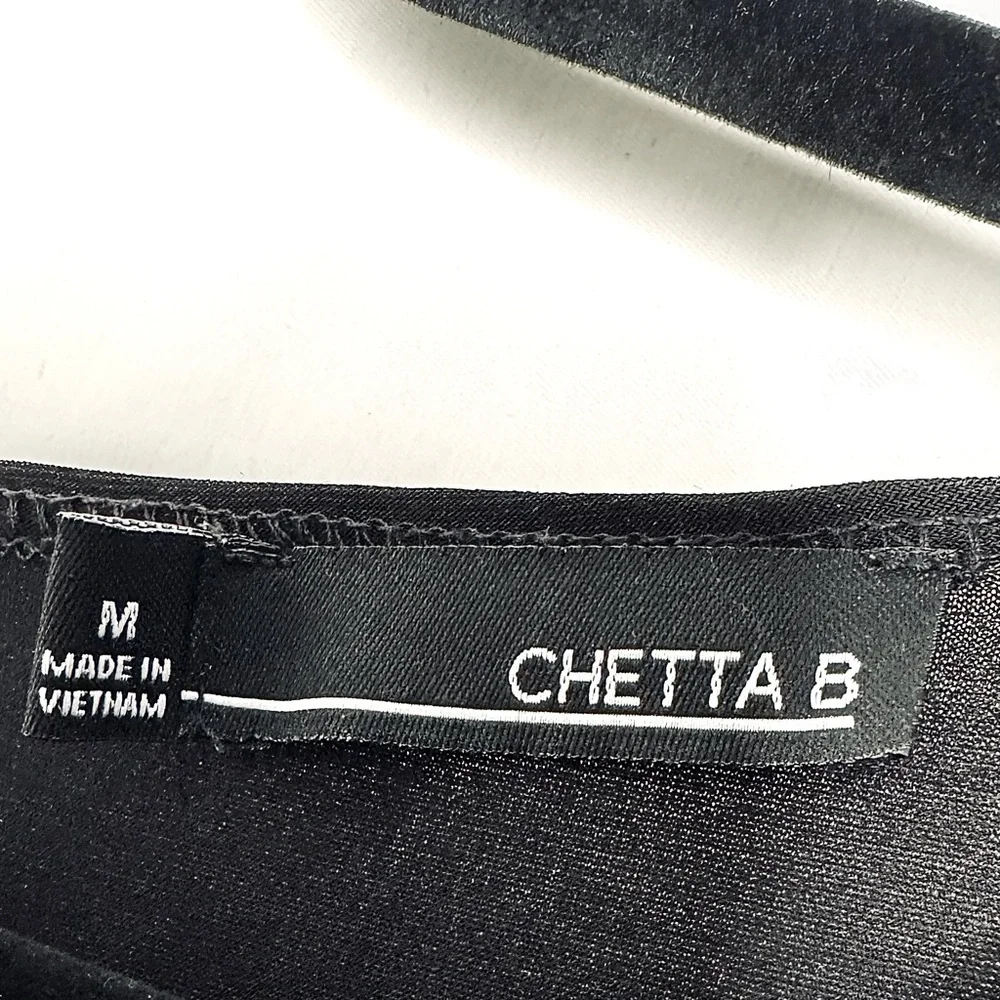 Chetta B Dress Black with White Polka Dot Accents Tie Waist Half Sleeve - Picture 8 of 10